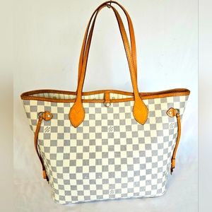 Louis Vuitton, Damier Azur, Neverfull MM Tote, Shoulder Bag